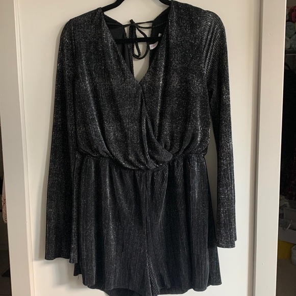 Black and Silver Open back Romper - Picture 1 of 2